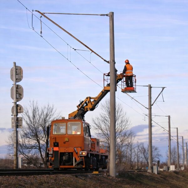 installation of railway catenary support structures using lifting equipment